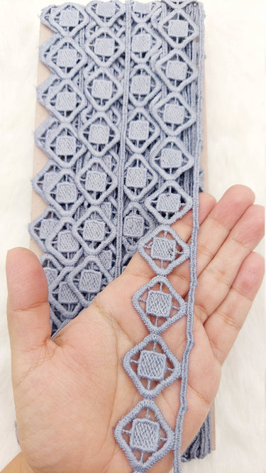 Fringe Trim Geometric Pattern, Cotton Embroidered Crafting Edging Lace Trim, Trim by 10 Yards